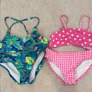 Tropical and Polka Dot Kids Swimwear Set